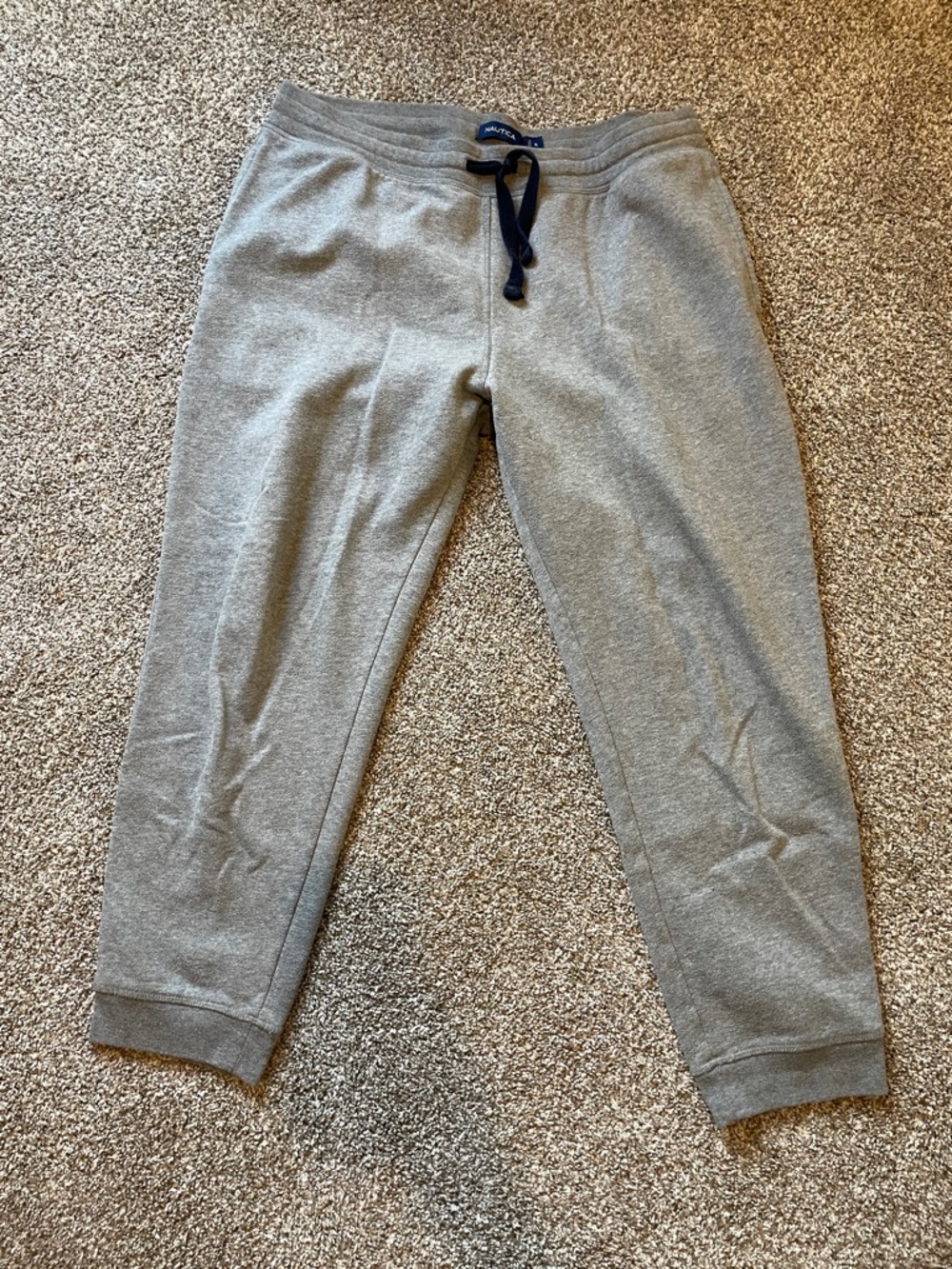 Men’s Nautica Gray Sweatpants with Navy Drawstring